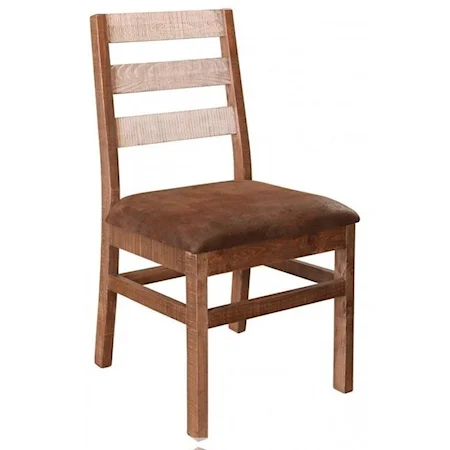 Rustic Ladderback Chair with Upholstered Seat